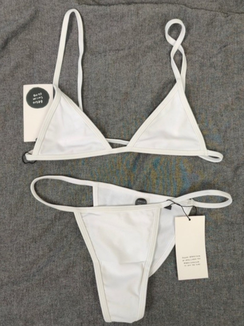 Minimal White Triangle Bikini Set - Classic Women's Swimwear - Picture 2 of 4